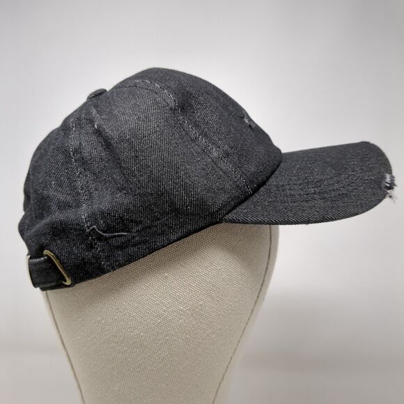 Unbranded Slideback Hat Black OSFA Adjustable Distressed 6 Panel Blank Cotton - Picture 3 of 8